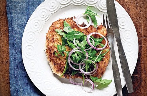 Schnitzel with a twist! Austria meets ‘arrivederci’ in this bright dish