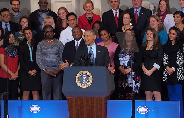 President Obama makes case for health law in Boston
