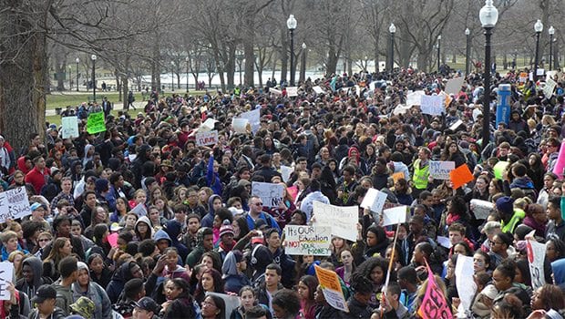 Thousands of BPS students rally against cuts as Education Committee meets on charters