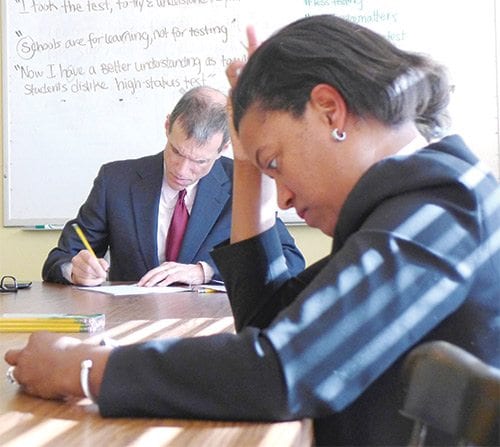 Officials get taste of MCAS, PARCC Officials get taste of MCAS, PARCC