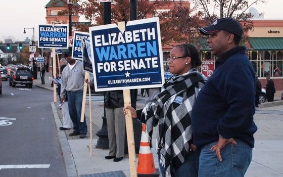 Warren, Brown vie for black votes as election day draws near