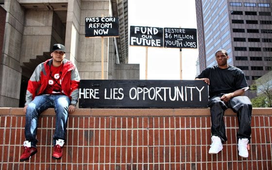 Activists demand “Youth jobs now!” Activists demand “Youth jobs now!”