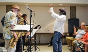 Frank Lacy conducts the Makanda Project during last year’s Dudley Jazz Festival. -Photos: courtesy of Frederick Woodard