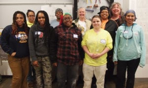 Veteran building trades workers meet before the orientation session. Banner Photo
