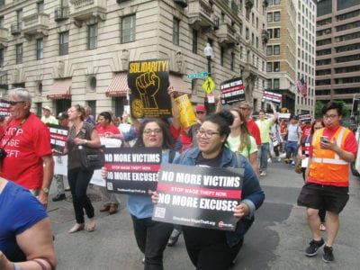 Protestors press Legislature on wage theft bill