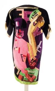 Jae Jarrell, Ebony Family, circa 1968. Velvet dress with velvet collage, 38½ x 38 x 1/2 inches (97.8 x 96.5 x 1.3 cm). photo: Sarah DeSantis, Brooklyn Museum. © Jae Jarrell