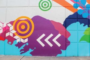 A detail from Sylvia Chavez’s “999 Cranes” mural. P hoto: celina colby