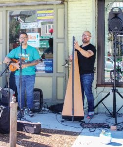 Porchfest performers in Hyde Square. The annual musical extravaganza involves dozens of venues and musical acts. Photo: Celina Colby