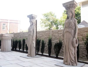 Caryatids in the plaza outside the dining area. Banner Photo
