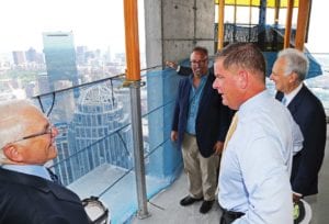Mayor Martin Walsh attends the topping off ceremony for the One Dalton tower. photo: Mayor’s Office photo by John Wilcox