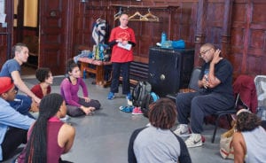 Dance Festival Moumi Camara leads a session during the Racines Black Dance Festival. Photo: Racines Black