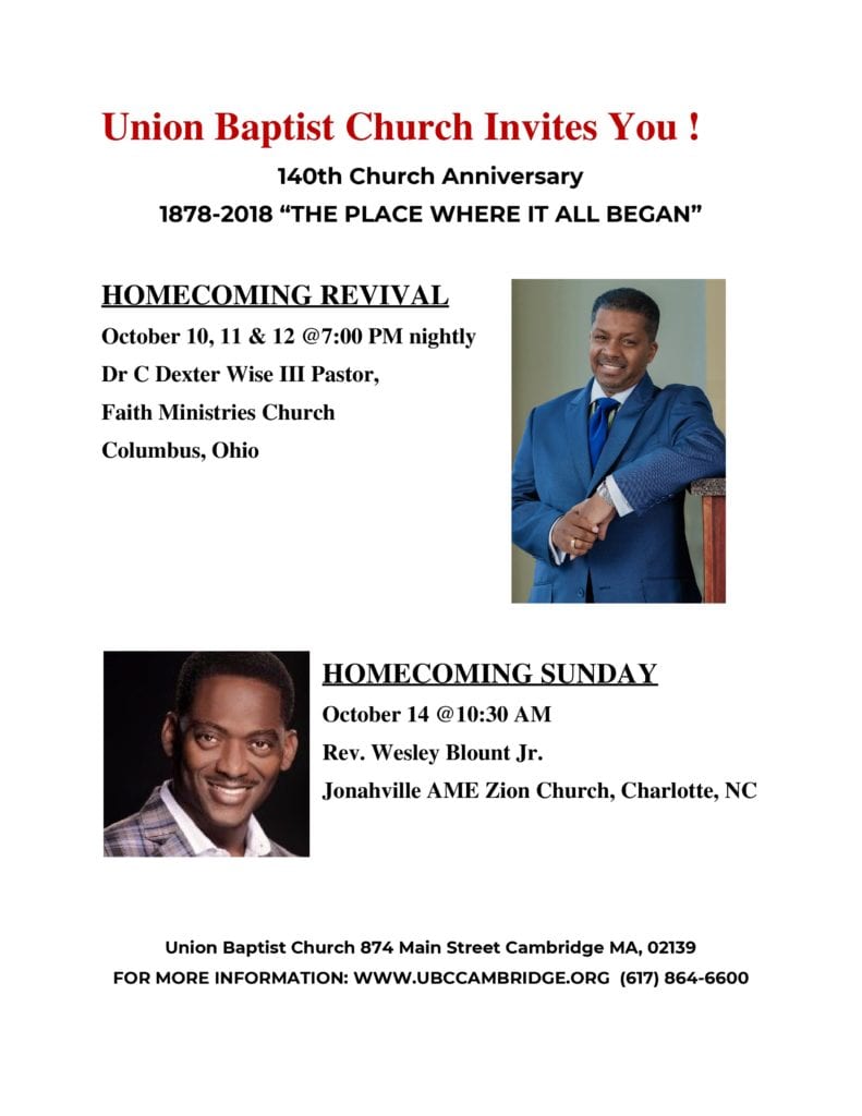 Union Baptist Church 140th Church Anniversary Homecoming Revival Union Baptist Church 140th Church Anniversary Homecoming Revival