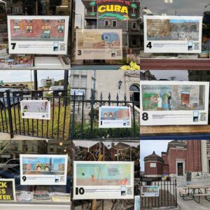 Part of an interactive story walk outside the Connolly branch of the Boston Public Library in Jamaica Plain. photo: Celina Colby