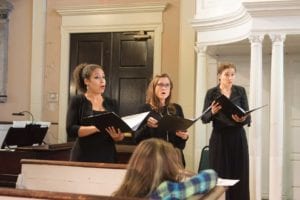 Singers with the Handel and Haydn Society at the First Church of Roxbury. Photo: Lara Silberklang