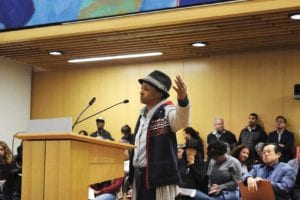 Melinda Stewart addresses city councilors. Banner Photo
