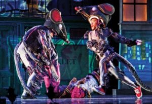 Kyre Ambrose as a rat, Sophia Garufi as a rat, and Ronnie Thomas as the Nutcracker Prince in “The Urban Nutcracker.” PHOTO: PETER PARADISE