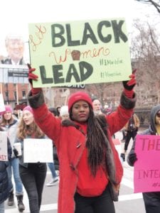 Demonstrators brought signs with messages of empowerment to the Women’s March, which proceeded from the Boston Common to Commonwealth Avenue, then looped around the Public Garden to the Common. BANNER PHOTO