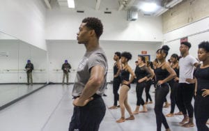 Alvin Ailey dancers lead Boston Arts Academy students in a master class. PHOTO: COURTESY ALVIN AILEY AMERICAN DANCE THEATER