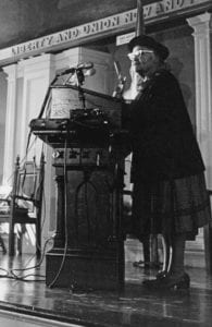 Melnea Cass speaks during a 1974 conference on inflation at Faneuil Hall. BANNER FILE PHOTO