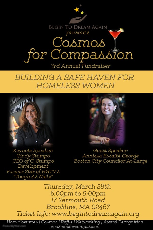 “Cosmos For Compassion”: 3rd Annual Fundraiser to Support Building Safe Havens for Homeless Women “Cosmos For Compassion”: 3rd Annual Fundraiser to Support Building Safe Havens for Homeless Women