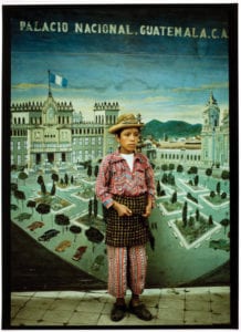 Ann Parker, (London, England 1934) Country Boy in front of National Palace Backdrop, Sololá,1970s. COURTESY PHOTO