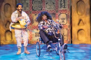 Brandon G. Green (Ulysses Lincoln) and Johnny Lee Davenport (Super Fly Tireseus, the shagadelic prophet). PHOTO: MAGGIE HALL