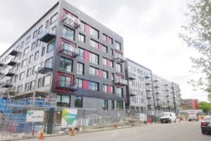The Clippership Wharf building under construction in East Boston. BANNER PHOTO