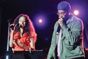 Corrine Bailey Rae and PJ Morton perform together at the opening concert of the Newport Jazz Festival, “Jon Batiste and Friends.” PHOTO: SUSAN SACCOCCIA