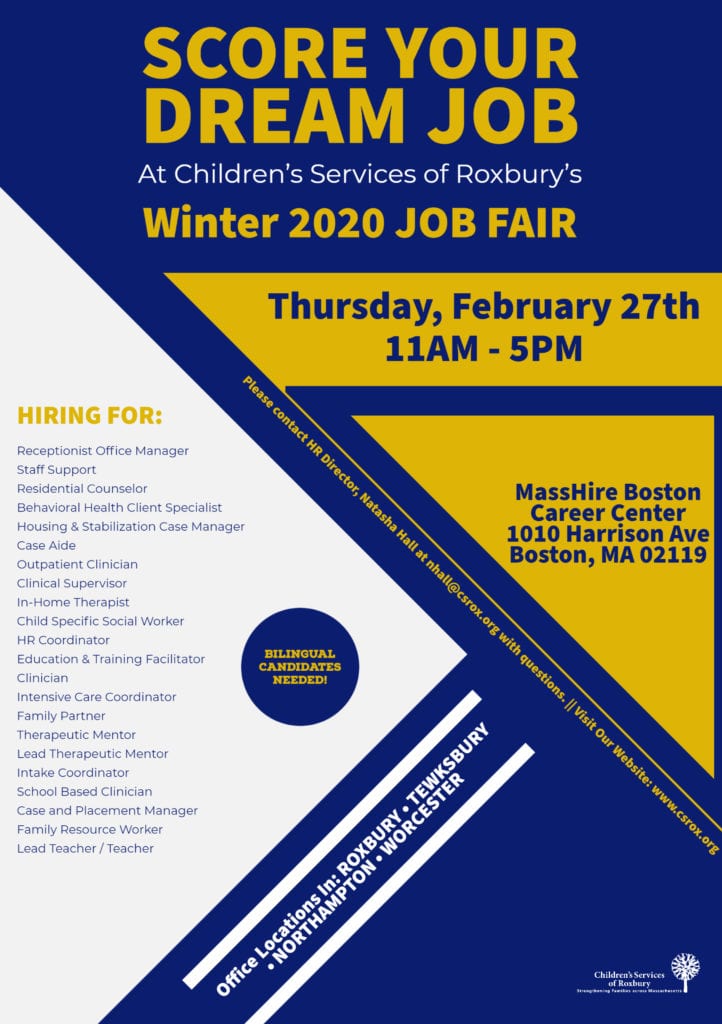 Children’s Services of Roxbury JOB FAIR Children’s Services of Roxbury JOB FAIR