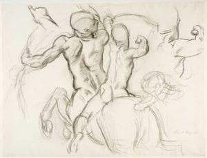 Study for Chiron and Achilles for the Rotunda of the Museum of Fine Arts, Boston, 1916–1921. Charcoal on paper, 48 x 63 cm (18 7/8 x 24 13/16 in.) Isabella Stewart Gardner Museum, Boston (S.G.Sar.4.1.7)