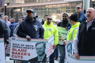 Demonstrators blast Baker on MBTA cuts