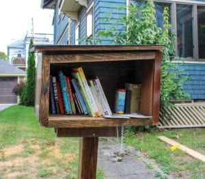 A Little Free Library on Dunster Street in Jamaica Plain. PHOTO: CELINA COLBY