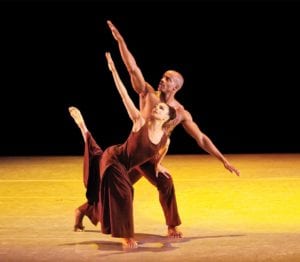 Belén Pereyra and former company member Collin Heyward in Alvin Ailey’s “Revelations.” PHOTO: PIERRE WACHHOLDE