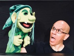 John McDonough of Pumpernickel Puppets with the Troll puppet from The Three Billy Goats Gruff. PHOTO: ROXANNA MYHRUM