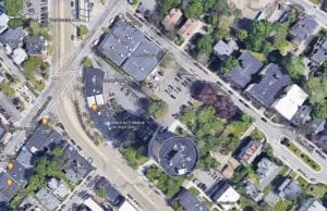 Parking spaces will be removed and traffic reduced to one lane at the intersection of Columbus Avenue and Washington Street in Egleston Square. SCREEN GRAB