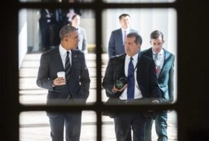 President Barack Obama walks along the West Colonnade of the White House with Chief White House Photographer Pete Souza Feb., 2016. OFFICIAL WHITE HOUSE PHOTO BY LAWRENCE JACKSON