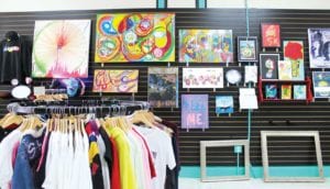 A selection of visual and wearable artworks on sale at the DAP store. PHOTO: CELINA COLBY