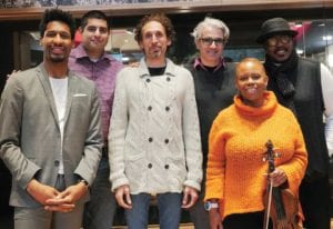 (left to right) Jon Batiste, Kabir Sehgal, John Daversa, Alexis Cuadrado, Regina Carter, Harvey Mason Jr. PHOTO: MANOLO ROCHERA