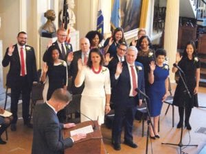 Mayor Martin Walsh swears in the most diverse City Council in the city’s history in January at Faneuil Hall. BANNER PHOTO