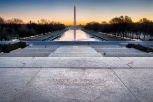 A memorial to King and his “I have a dream” speech was in 2003 etched in the granite steps of the Lincoln Memorial where he delivered the address. ADOBE STOCK