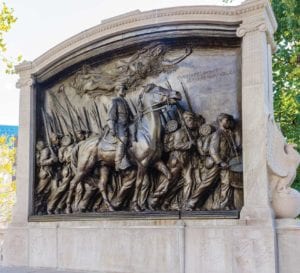 This bas relief monument to the Massachusetts 54th Regiment is currently undergoing renovations. PHOTO: COURTESY FRIENDS OF THE PUBLIC GARDEN