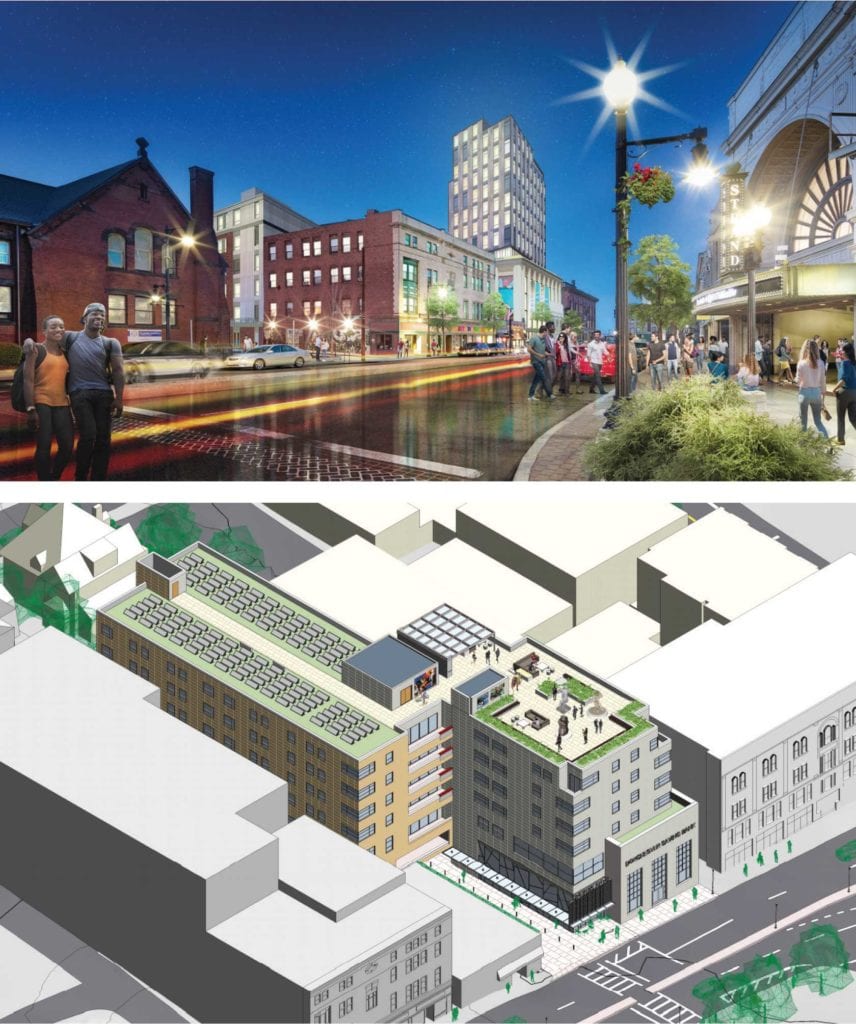 Competing proposals for Uphams Corner