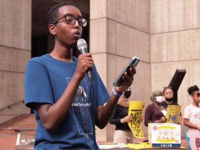 Youth activists demand cut to police budget