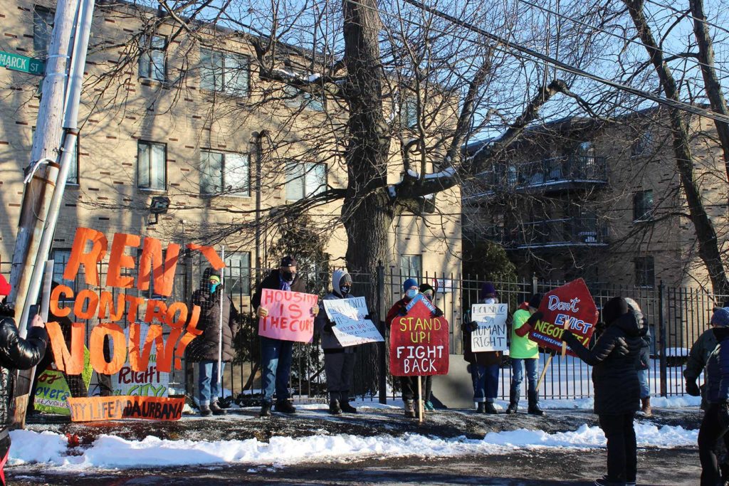 Tenants demonstrate against displacement Tenants demonstrate against displacement