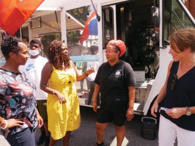 Campbell, Healey campaign in Roxbury