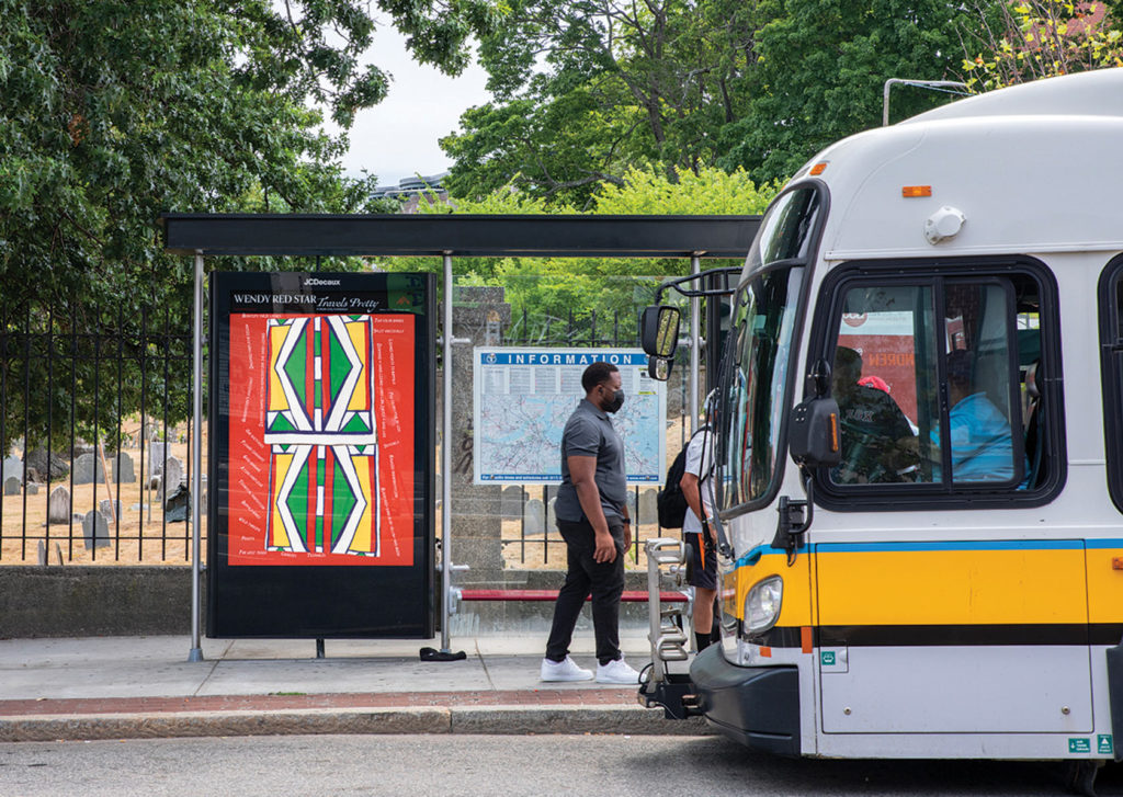 Paintings by Wendy Red Star at 50 bus shelters around Boston Paintings by Wendy Red Star at 50 bus shelters around Boston