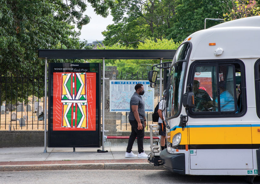 Paintings by Wendy Red Star at 50 bus shelters around Boston
