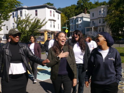 Squad rallies Pressley's volunteers in Roxbury