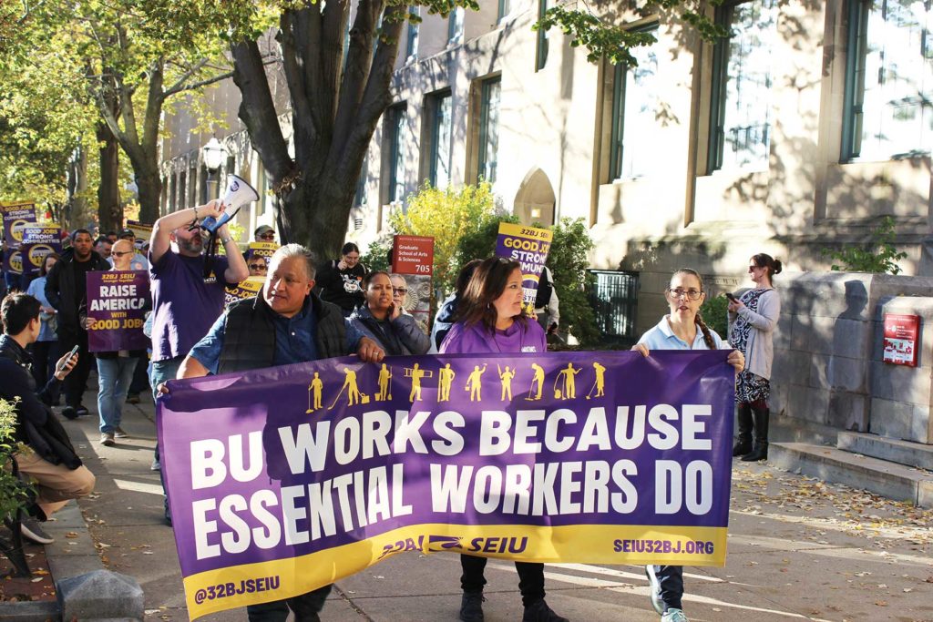 BU custodians, trade workers rally for pay raise