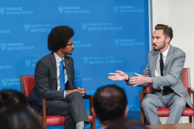 Representative Pearson and David Hogg discuss gun reform at Harvard